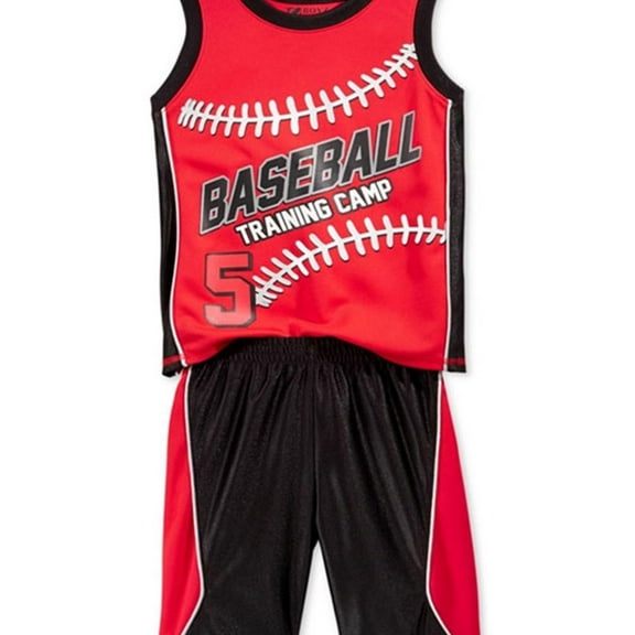Nanette Lepore Boys Baseball 2-Piece Tank Top Set, Red, Toddler, 2T