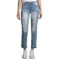 thumbnail image 1 of Nanette Lepore Embroidered Distressed Boyfriend Ankle Jeans, Flower Power Wash - 10, 1 of 2