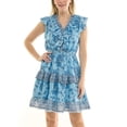 thumbnail image 1 of Nanette Lepore Flutter Sleeve Midi Dress with Border Print, 1 of 6