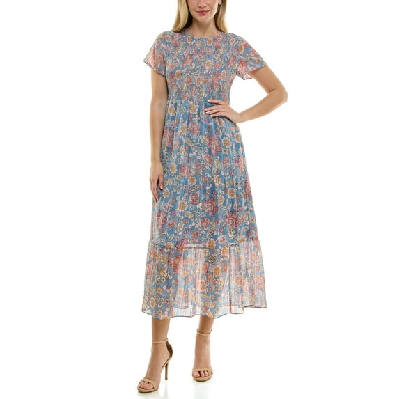 Nanette Lepore Women's Flutter Sleeve Smocked Midi Dress, Sizes 4-16