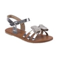 thumbnail image 1 of Nanette Lepore Girl Kids Sandals with Metallic Synthetic Upper with Rhinestone, Accented Bow, Silver, 13, 1 of 5