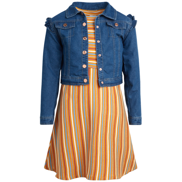 Lepore Girls' Dress Set 2 Piece Sundress and Denim Jean