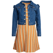 Nanette Lepore Girls' Dress Set - 2 Piece Sundress and Denim Jean Jacket (Size: 7-12)