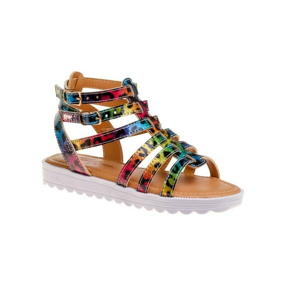 Nanette Lepore Girls White Sole Sandals (Little Kid Sizes) - Leopard/Multi, 13