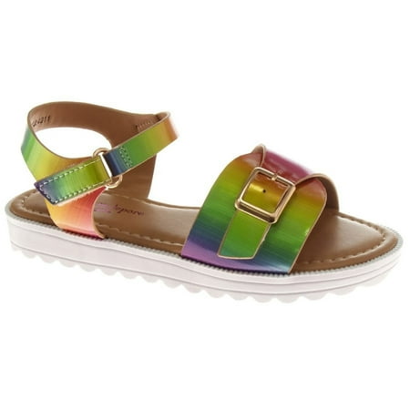 Nanette Lepore Girls White Sole Sandals (Toddler Sizes) - Multi Metallic, 9