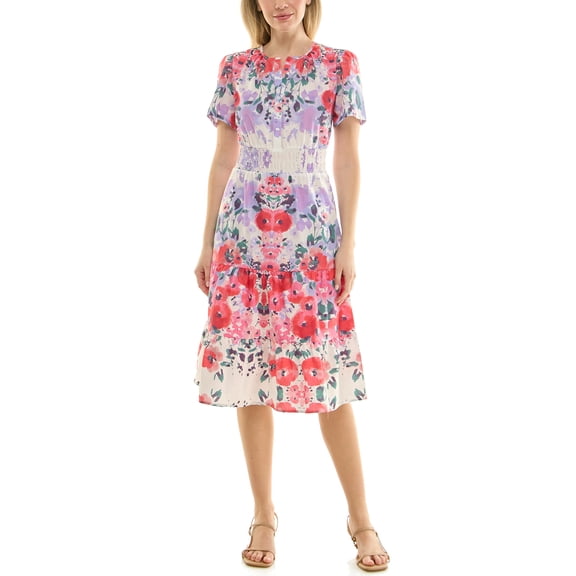 Nanette Lepore Split Neck Cotton Midi Dress
