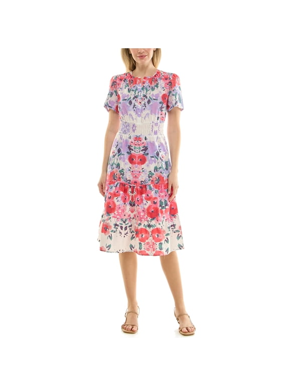 Split Neck Cotton Midi Dress