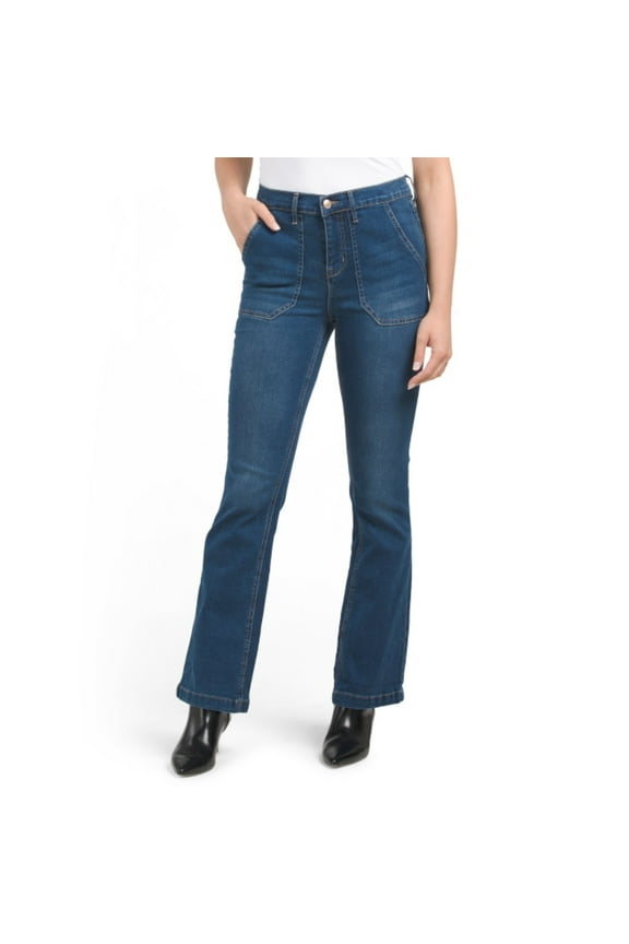 Women's Belle High Rise Porkchop Front Pockets Bootcut Jeans (Blue, 8)