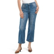 NANETTE LEPORE Women's High Rise Front Seam Porkchop Cropped Denim Jeans (Blue, 8)