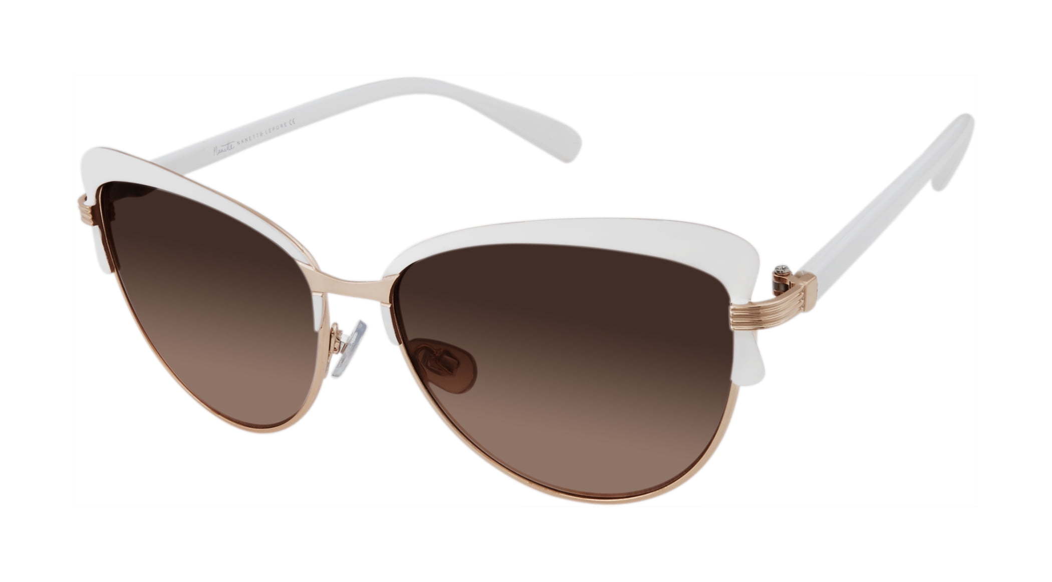 Nanette Lepore Women's NN124 Vintage Metal UV400 Protective Cat Eye Fashion Sunglasses, 57mm
