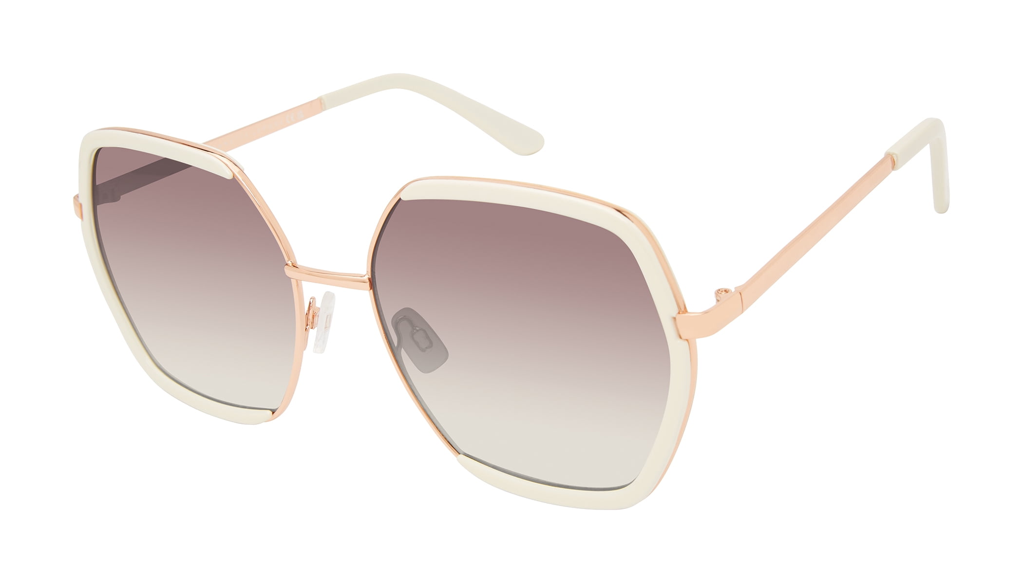 Nanette Lepore Women's NN382 Metal UV400 Protective Geometric Hexagonal Fashion Sunglasses, 63mm