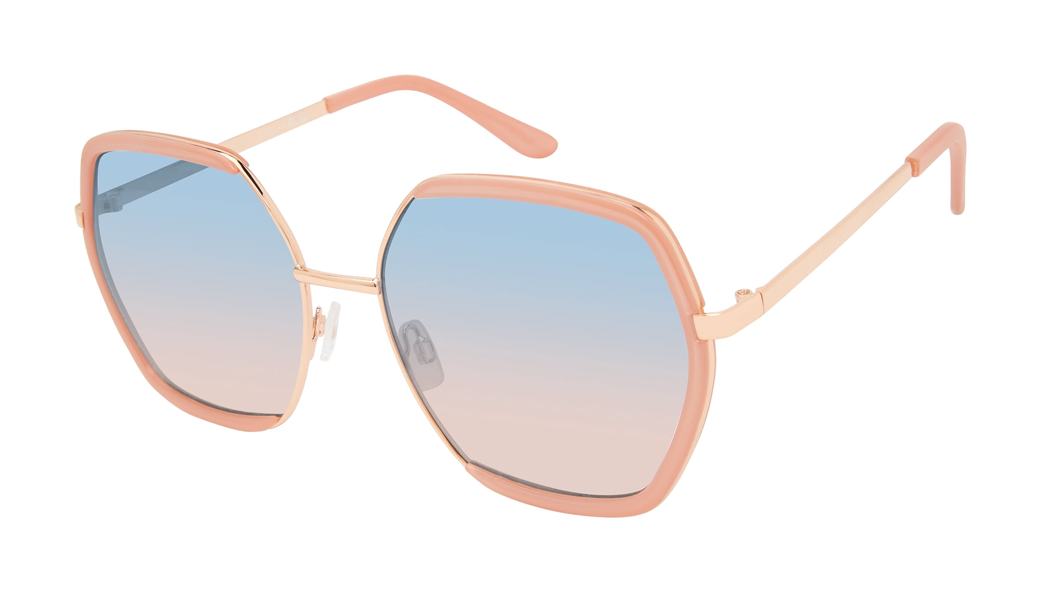 Nanette Lepore Women's NN382 Metal UV400 Protective Geometric Hexagonal Fashion Sunglasses, 63mm