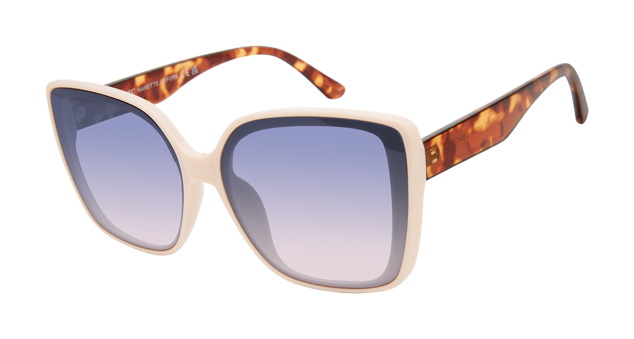Nanette Lepore Women's NN395 Retro Cat Eye UV400 Protective Square Fashion Sunglasses, 62mm