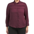 thumbnail image 1 of Nanette Lepore Women's Plus Pintuck Detail Blouse Button Front Shirt-Red / 1X, 1 of 4