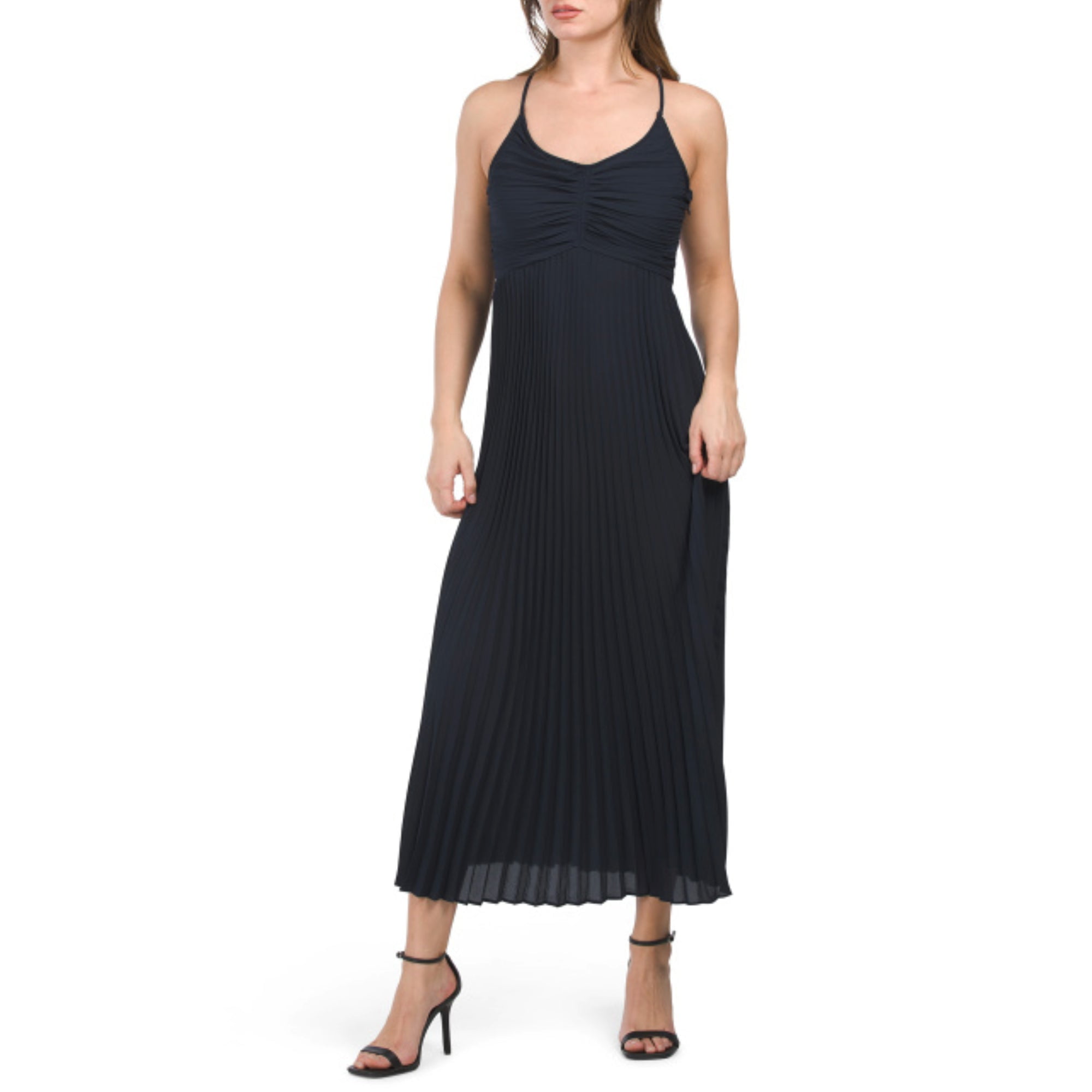 Nanette Lepore Women's Strappy V-Neck Pleated Maxi Dress (Navy, 12) -  Walmart.com