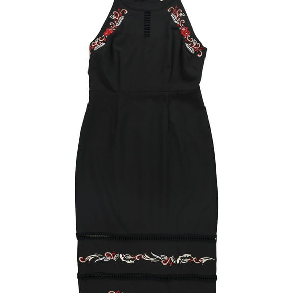 Nanette Lepore Womens Embroidered Midi Dress, Black, 8