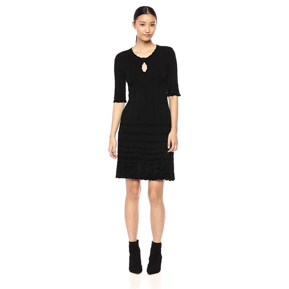 Nanette Lepore Womens Harlot Keyhole Sweater Dress, Black, X-Small