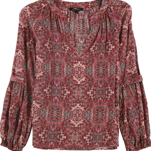 Nanette Lepore Womens Hideout Peasant Blouse, Red, X-Small