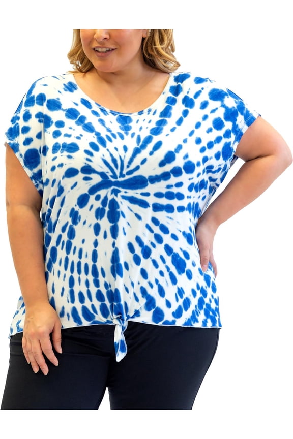 Womens Plus Tie Front Tie-Dye T-Shirt