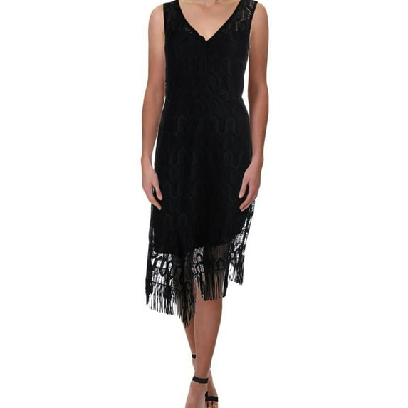 Nanette Lepore Womens Pub Midi Cocktail Dress, Black, 8