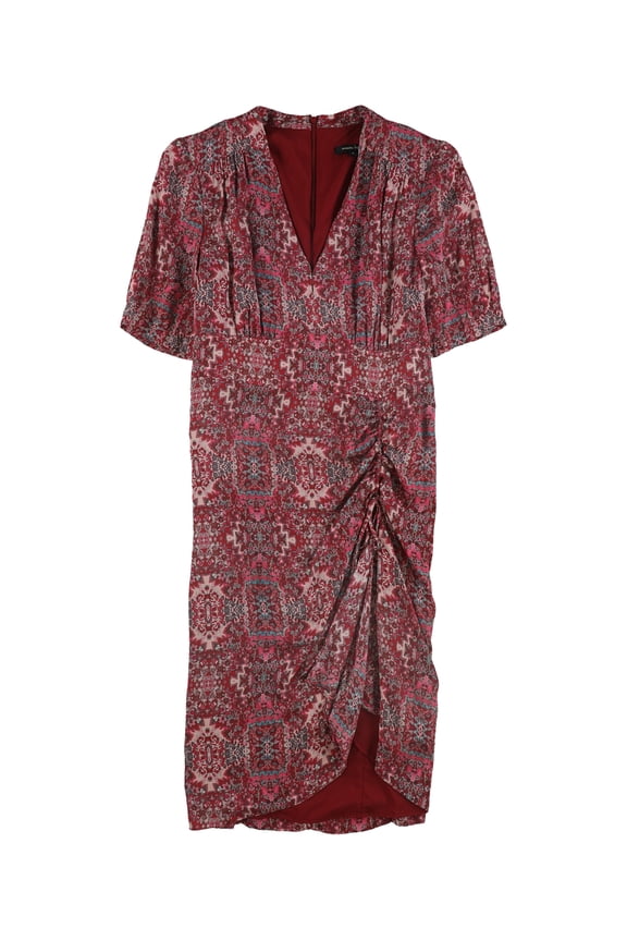 Womens Sensuous Shift Midi Dress, Red, 2