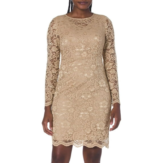 Nanette Nanette Lepore Women's Ls Off The Shoulder Lace Shift Dress W/Tiered Bell SLV