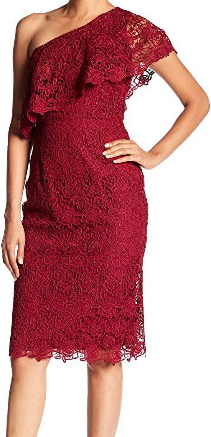Nanette Nanette Lepore One-Shoulder Lace Sheath Dress - Cranberry