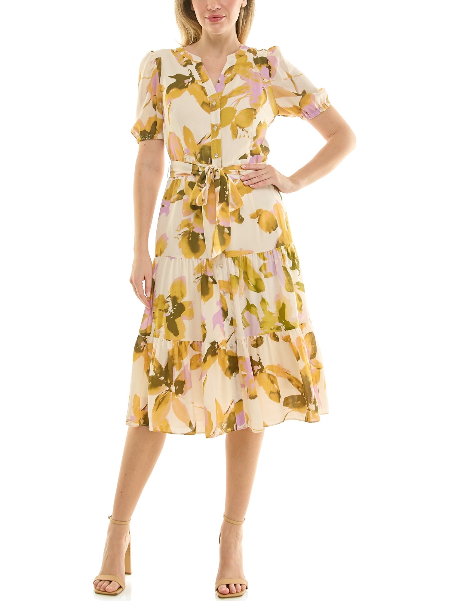 Nanette Lepore Women's Puff Sleeve Lace Midi Dress, Sizes XS-XXXL -  Walmart.com