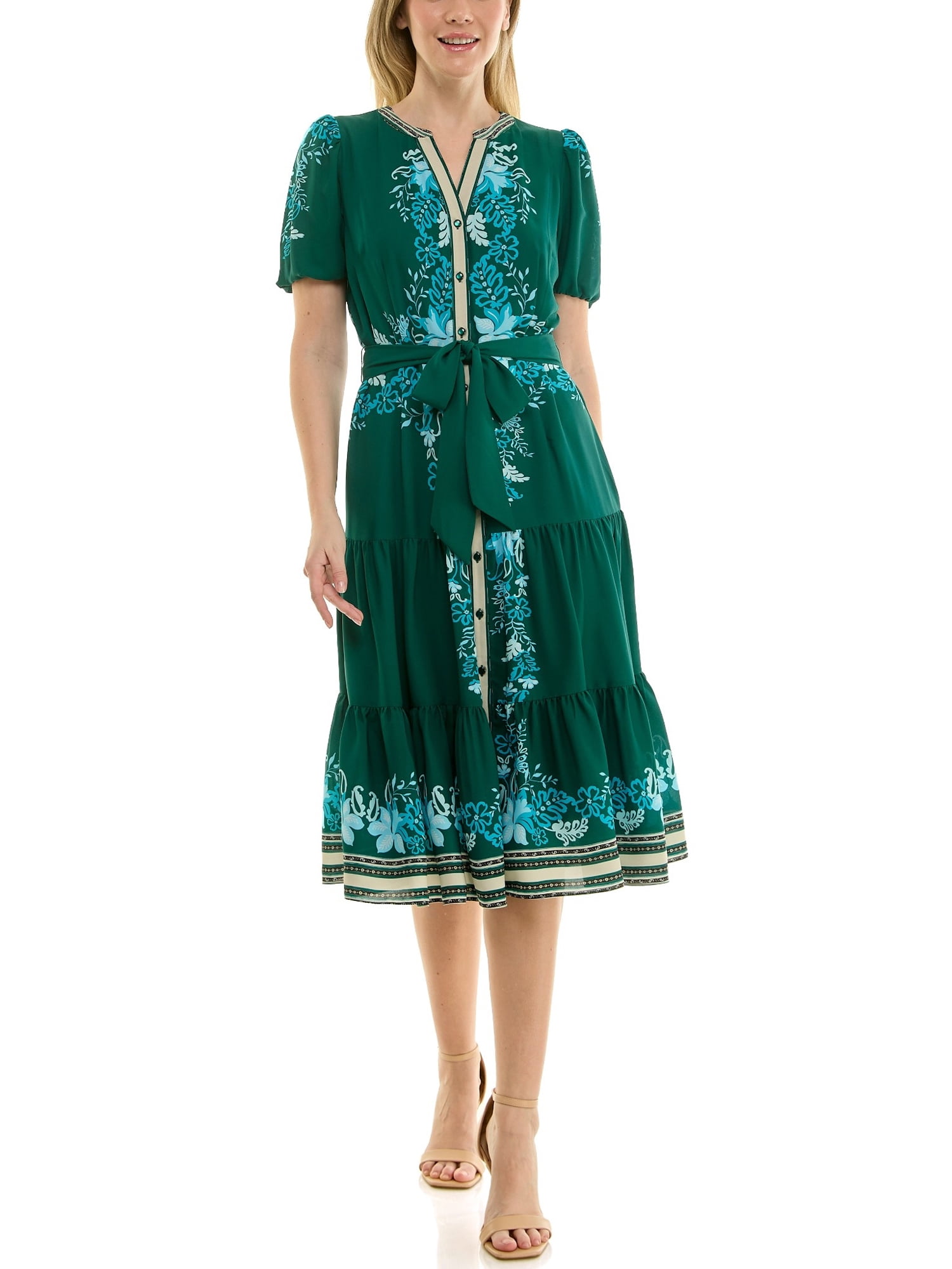 Nanette Lepore Women's Puff Sleeve Lace Midi Dress with Self Tie Belt, Sizes XS to XXXL - Walmart.com Nanette Lepore Women's Puff Sleeve Lace Midi Dress with Self Tie Belt, Sizes XS to XXXL - Walmart.com