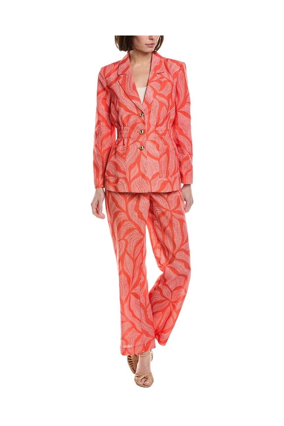 Nanette Nanette Lepore womens 2pc Jacket & Pant Suit Set, 12, Orange