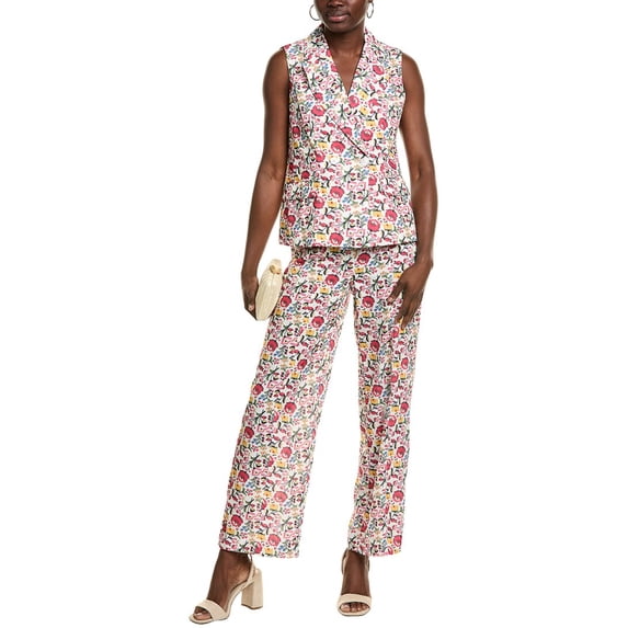 Nanette Nanette Lepore womens 2pc Linen-Blend Jacket & Pant Set, 8, White