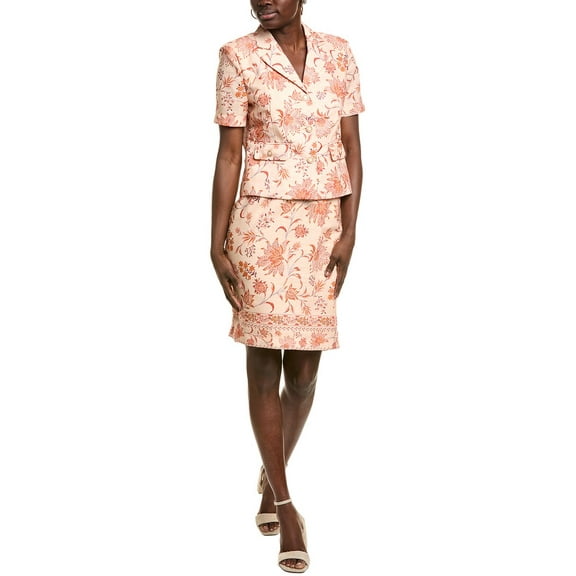 Nanette Nanette Lepore womens  2pc Linen-Blend Shirt & Skirt Set, 10, Orange