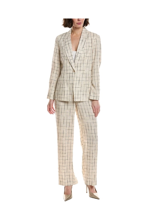 Nanette Nanette Lepore womens 2pc Linen-Blend Suit Jacket & Pant, 16, Tan
