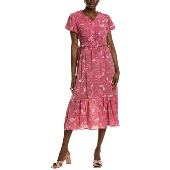 Nanette Nanette Lepore womens Bubble Sleeve Midi Dress, 10, Pink