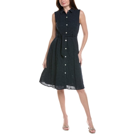 Nanette Nanette Lepore womens Button Front Midi Dress, 12, Blue