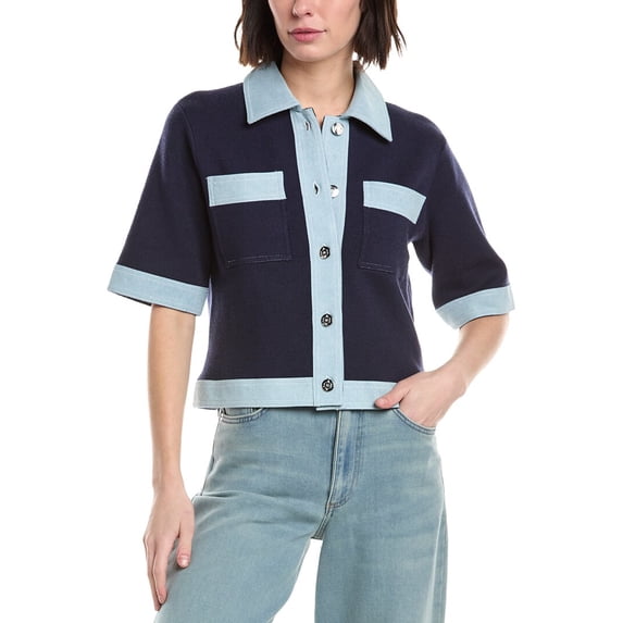 Nanette Nanette Lepore womens Cardigan Sweater, l, Blue