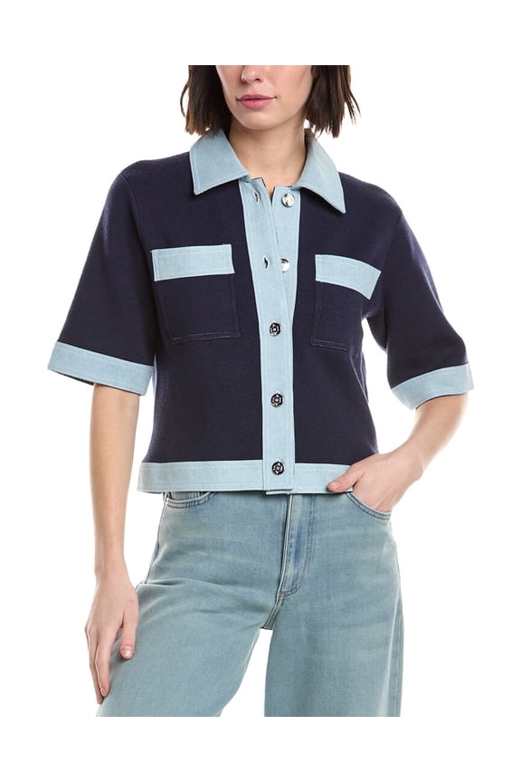 Nanette Nanette Lepore womens Cardigan Sweater, l, Blue