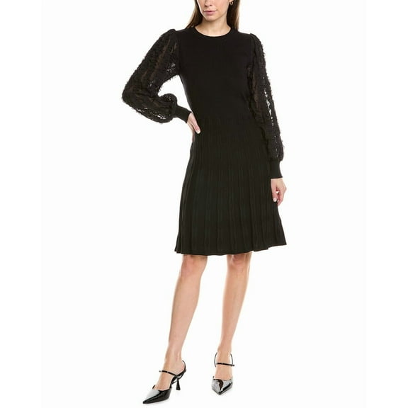 Nanette Nanette Lepore womens Chiffon Sleeve Sweaterdress, l, Black