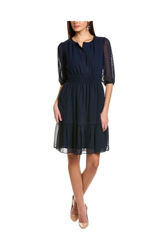 Nanette Nanette Lepore womens Clipped Dot Mini Dress, 16, Blue