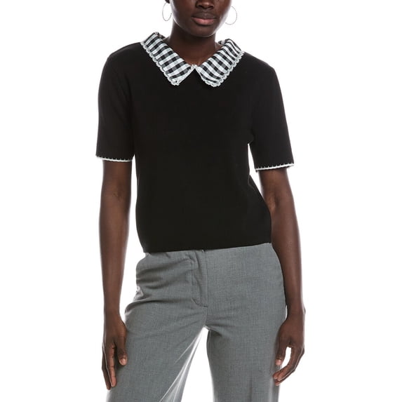 Nanette Nanette Lepore womens Collared Top, l, Black