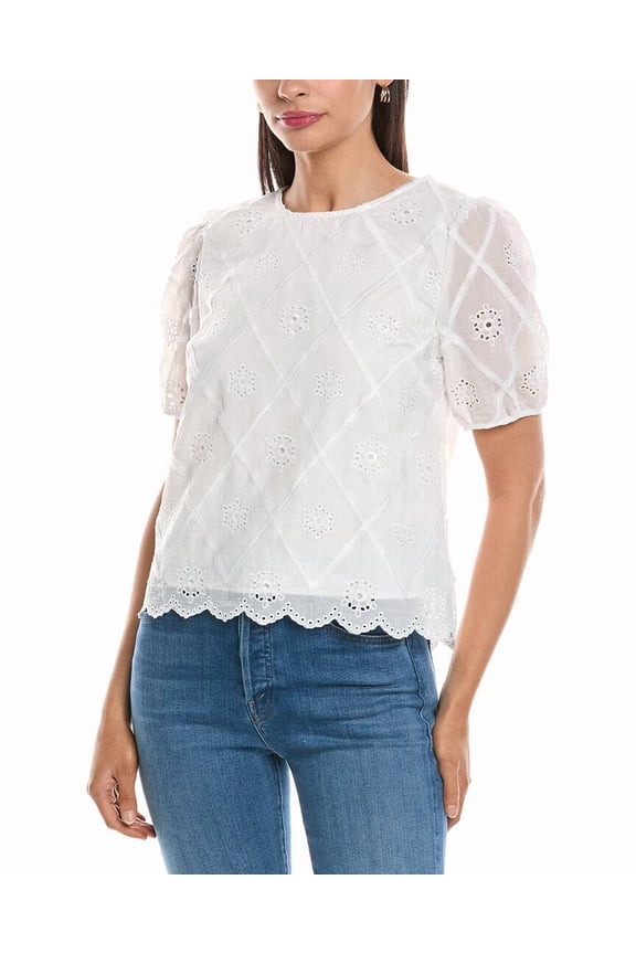 Nanette Nanette Lepore womens Embroidered Eyelet Blouse, m, White