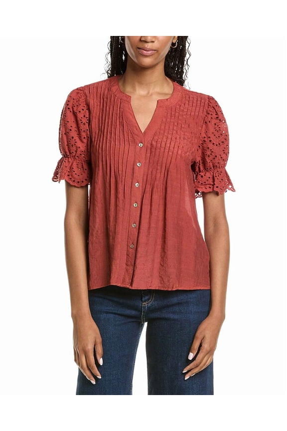Nanette Nanette Lepore womens Eyelet Sleeve Blouse, XL