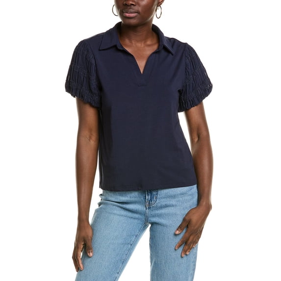 Nanette Nanette Lepore womens Gathered Puff Sleeve Blouse, m, Blue