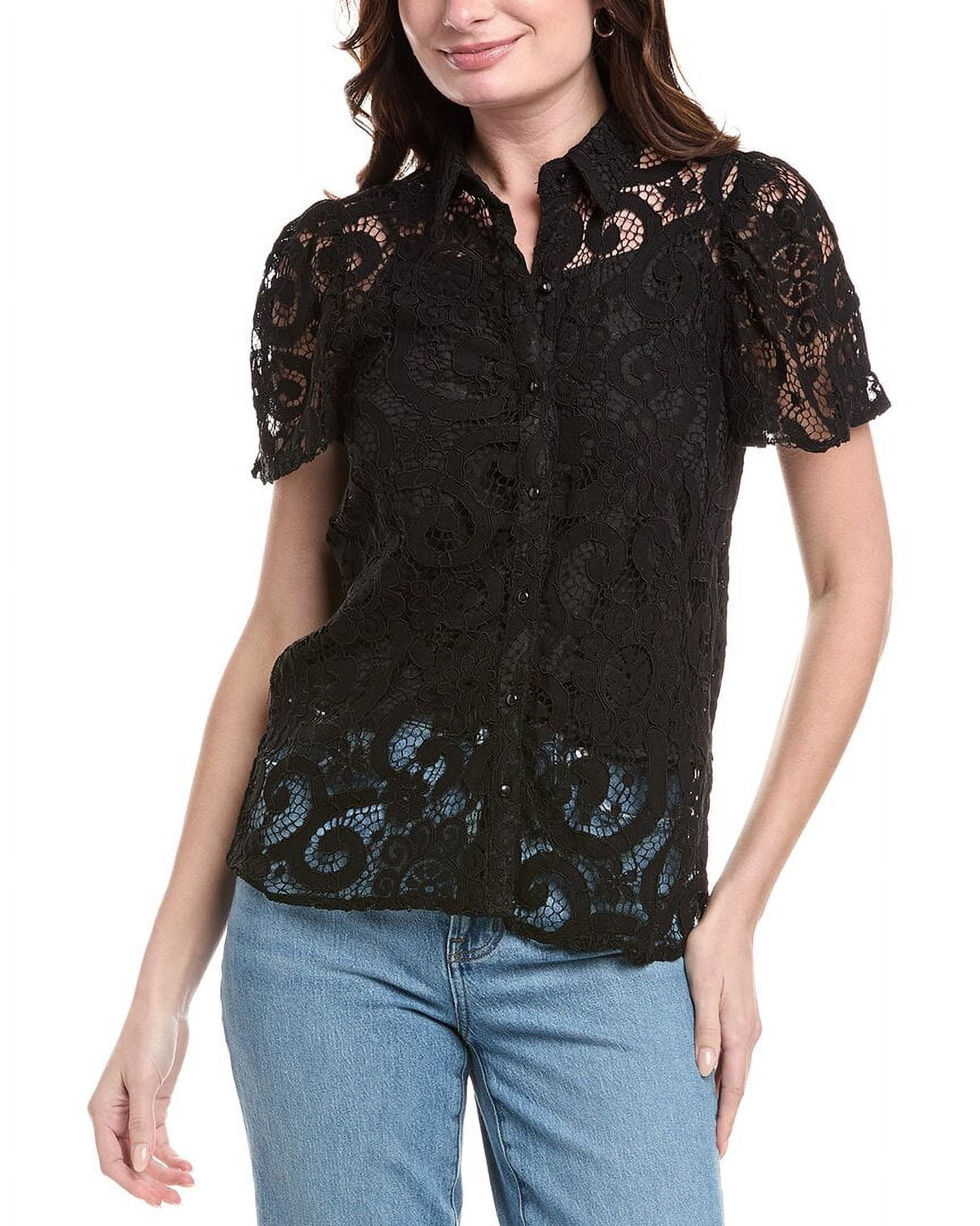 Nanette Lepore - nanette lepore 黒カットソー Nanette Nanette Lepore womens Lace Top, s, Black - Walmart.com