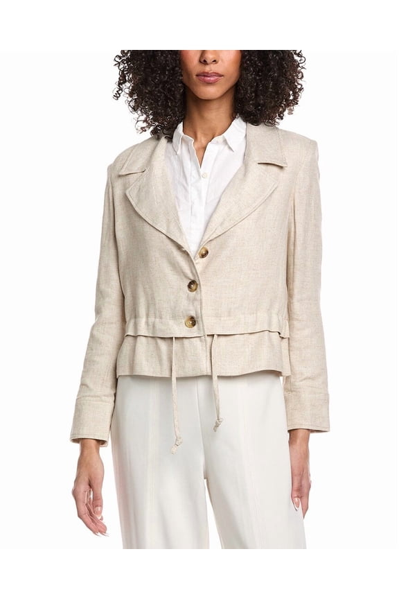 Nanette Nanette Lepore womens Linen-Blend Jacket, m, Tan