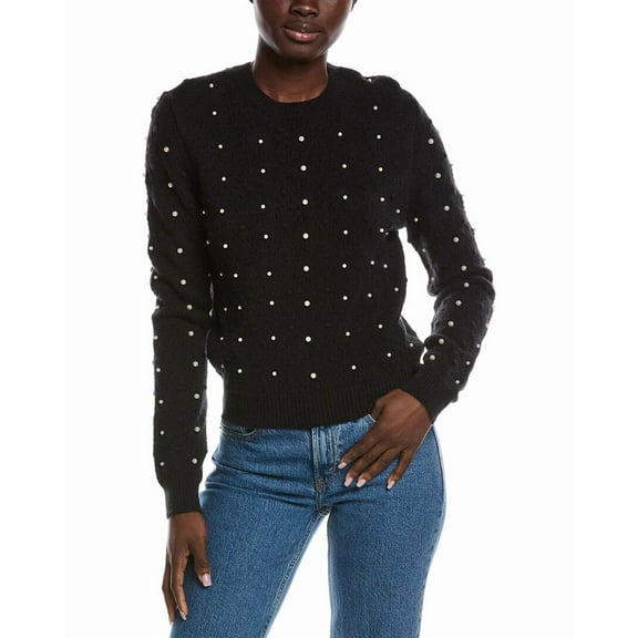 Nanette Nanette Lepore womens  Pointelle Pearl Sweater, m, Black