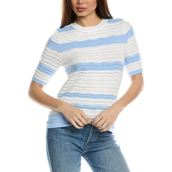 Nanette Nanette Lepore womens Pointelle Top, XL, White