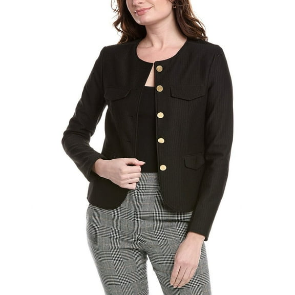 Nanette Nanette Lepore womens  Ribbed Jacket, l, Black