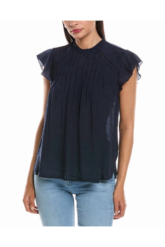 Nanette Nanette Lepore womens  Ruffle Sleeve Blouse, m, Navy