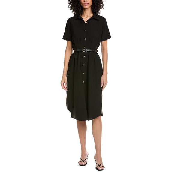 Nanette Nanette Lepore womens Short Sleeve Midi Dress, 12, Black